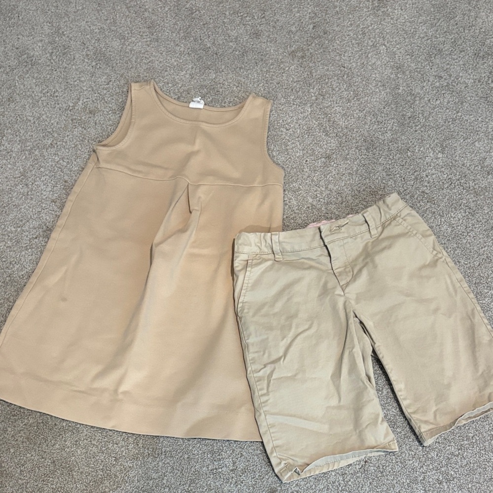 Tan Sleeveless Jumper and Shorts Set